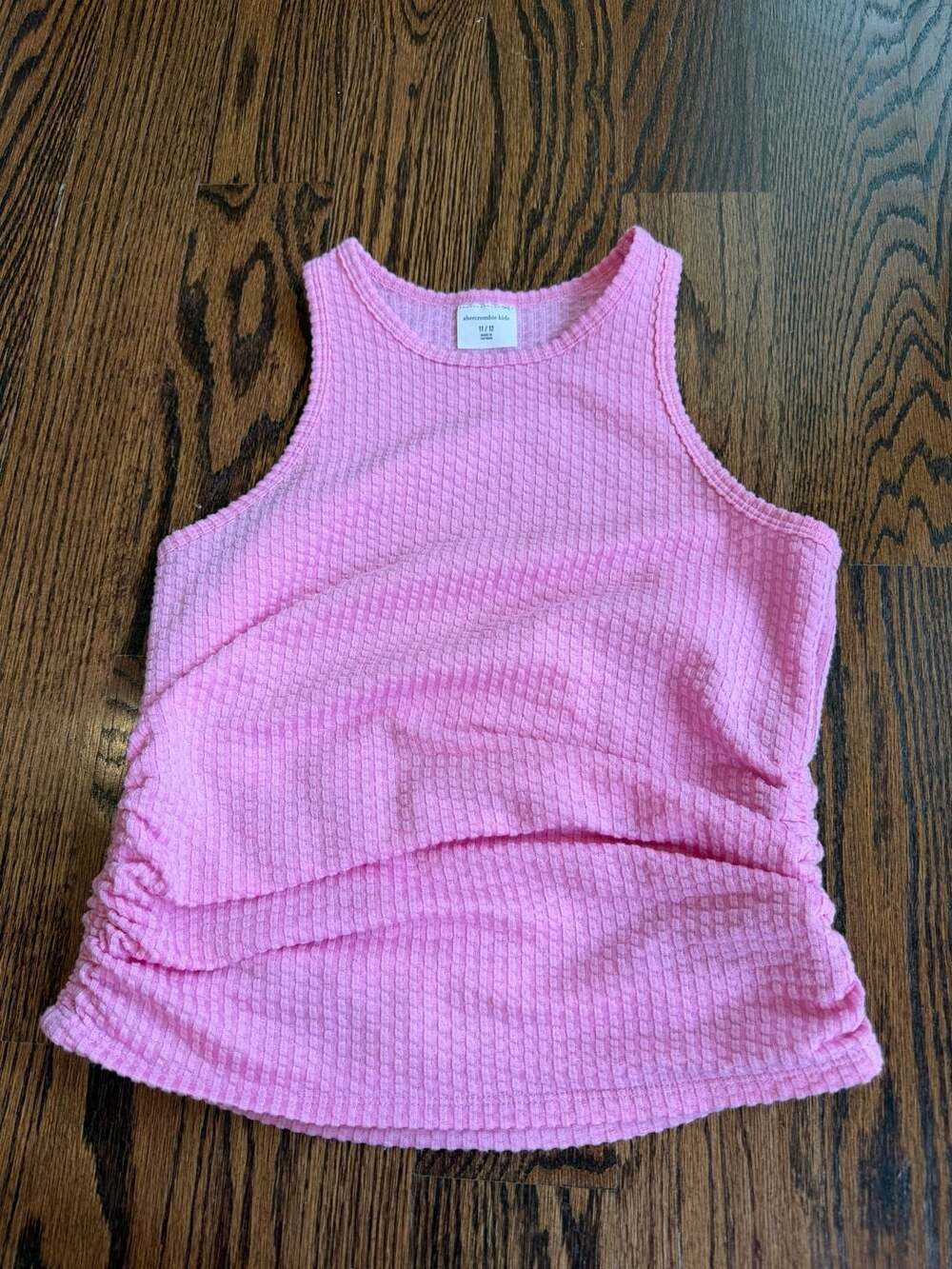 abercrombie kids Pink Waffle Knit Tank Top with Ruched Sides Size 11/12